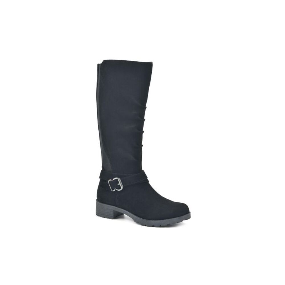 WHITE MOUNTAIN Womens Black Dayna Round Toe Block Heel Zip-Up Slouch Boot 5 M